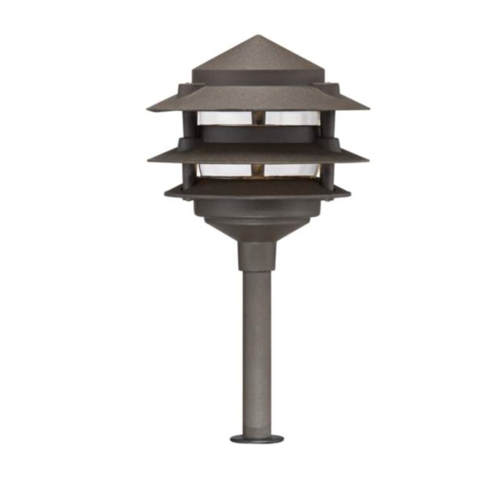 John Timberland Path Light Bronze Three Tier Pagoda Landscape Garden Lighting
